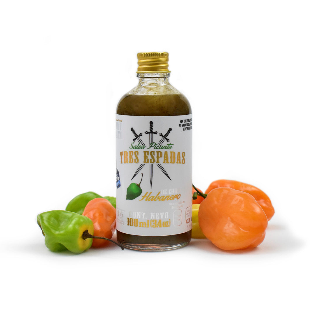 Salsa Tres Espadas Gourmet de chile Habanero Verde 9 Pz - tres-espadas