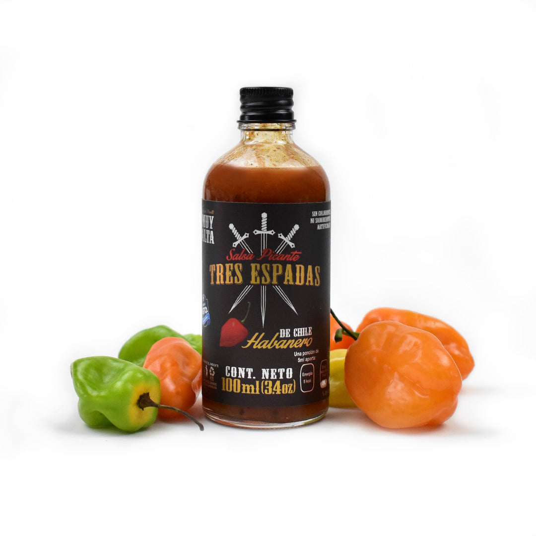 Salsa Tres Espadas Gourmet de chile Habanero Rojo 9 Pz - tres-espadas