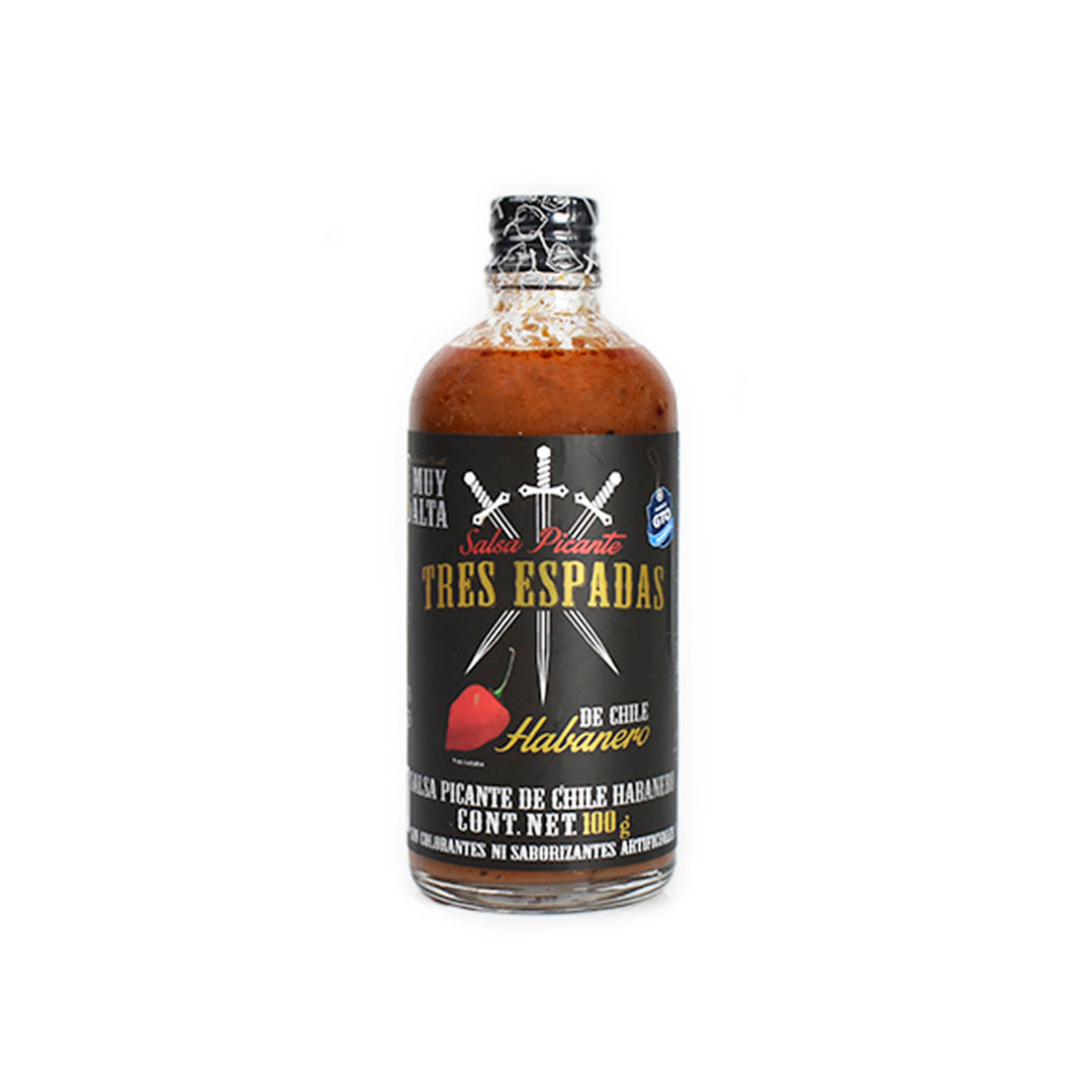 Salsa Tres Espadas Gourmet de chile Habanero Rojo 9 Pz